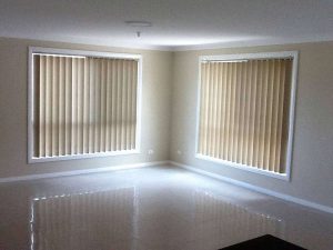 Vertical blinds in a living room