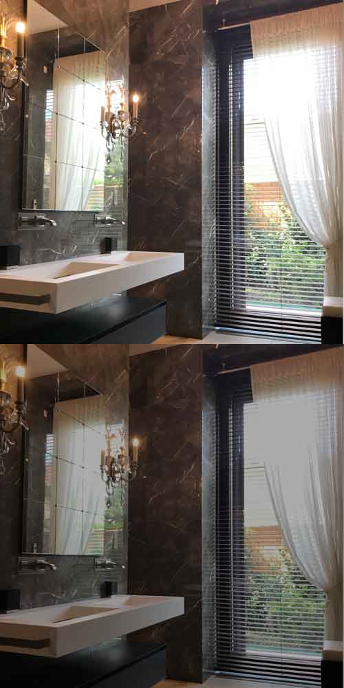 Indoor shutters in bathroom